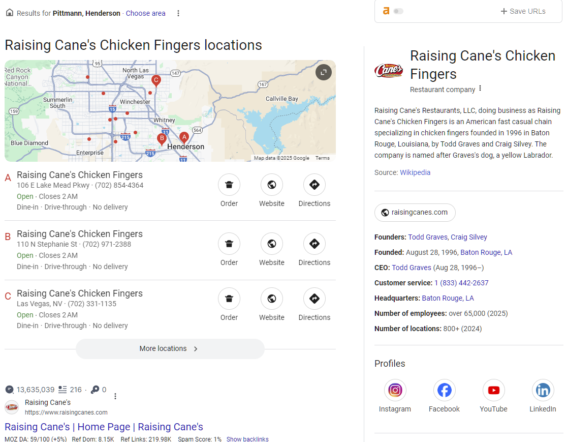Example of Google Business Profile